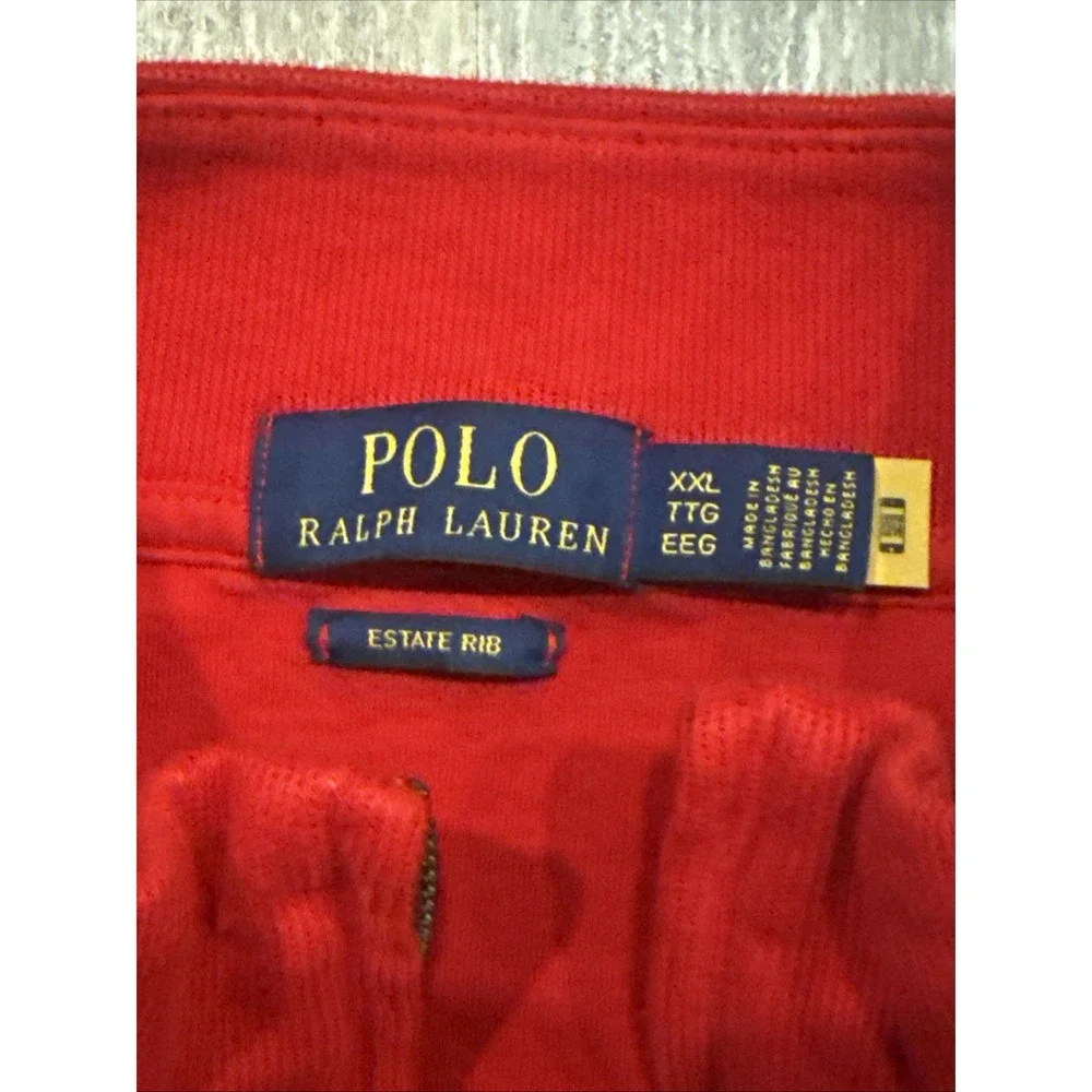 Polo Ralph Lauren Estate Rib 1/4 Zip Pullover Sweater Red Men's XXL Pony Logo